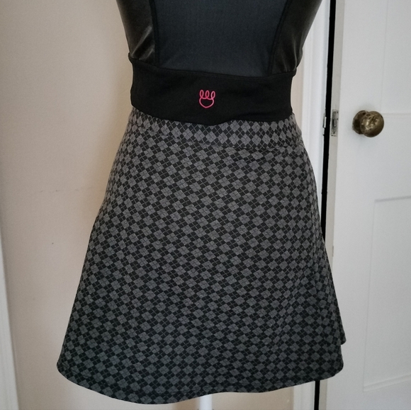 Full Tilt Academia Stylish Gray Checkered Skirt with Buckle Accents - Picture 2 of 4